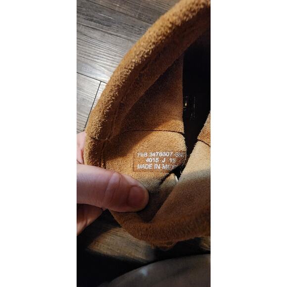 FRYE Womens Size 7.5 Pre-owned Tan Suede Fringe Heeled Ankle Boots Bootie. X - Picture 3 of 16